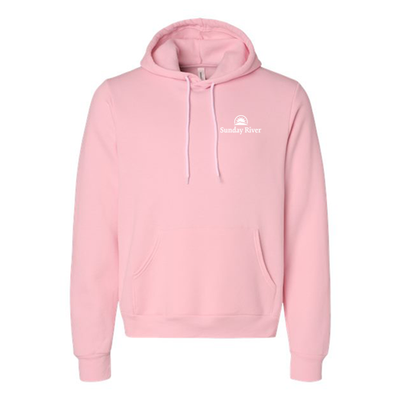 Sunday River Adult Hoodie White Chest and Back Logo Pink 