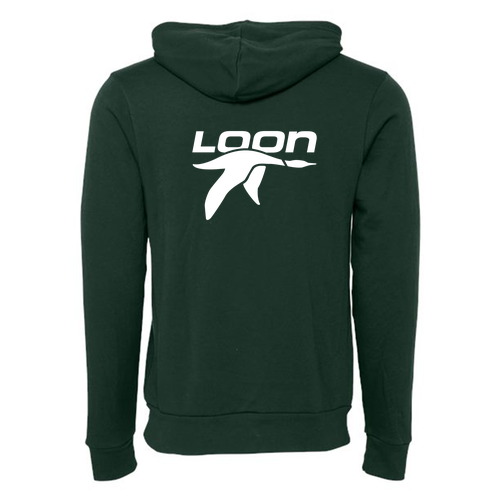 Loon Mountain Adult Hoodie White Chest and Back Logo Forest