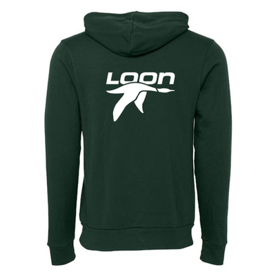 Loon Mountain Adult Hoodie White Chest and Back Logo Forest