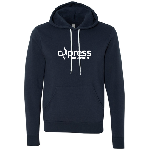 Cypress Adult Hoodie White Chest Logo Navy 