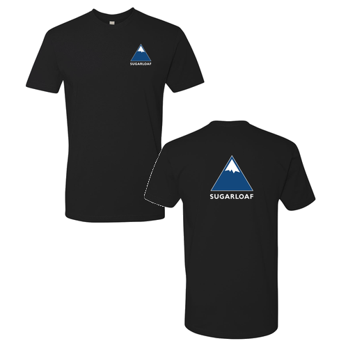 Sugarloaf Adult T-Shirt Full Color Chest and Back Logo Black