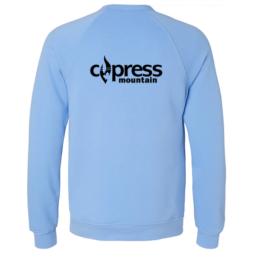 Cypress Adult Crewneck Black Chest and Back Logo Carolina Blue 