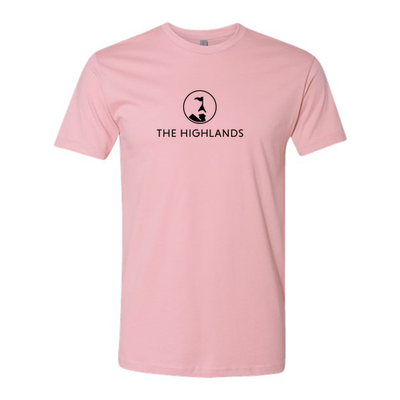 The Highlands Adult T-Shirt Black Chest Logo Pink 