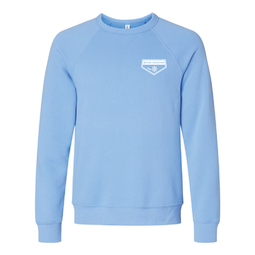 Boyne Mountain Adult Crewneck White Chest and Back Logo Carolina Blue 