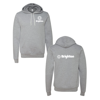 Brighton Adult Hoodie White Chest and Back Logo Athletic Heather 