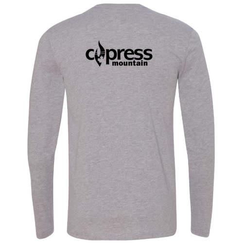 Cypress Adult Long Sleeve Black Chest and Back Logo Heather Grey 