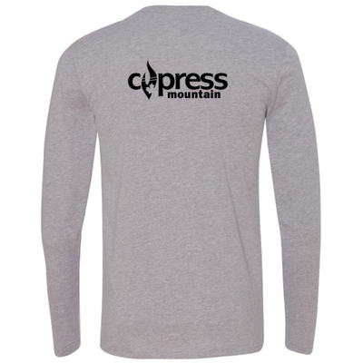 Cypress Adult Long Sleeve Black Chest and Back Logo Heather Grey 