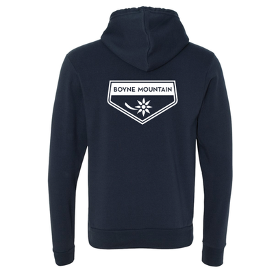 Boyne Mountain Adult Hoodie White Chest and Back Logo Navy 