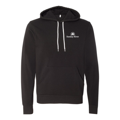 Sunday River Adult Hoodie White Chest and Back Logo Black 