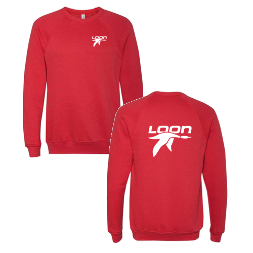 Loon Mountain Adult Crewneck White Chest and Back Logo Red