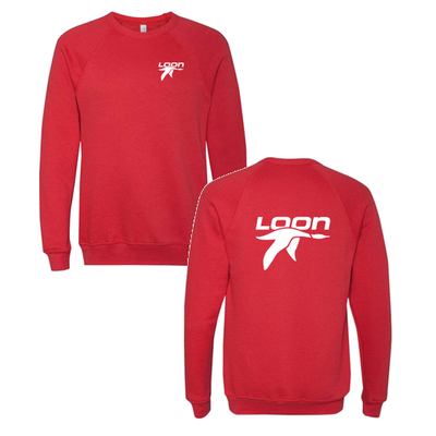 Loon Mountain Adult Crewneck White Chest and Back Logo Red