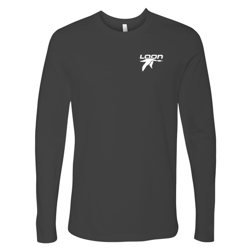 Loon Mountain Adult Long Sleeve White Chest and Back Logo Heavy Metal