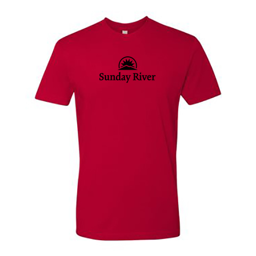 Sunday River Adult T-Shirt Black Chest Logo Red 