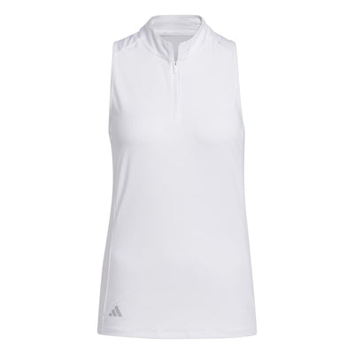 Adidas Women's Racerback Sleeveless 1/4 Zip Polo 2023 WHITE