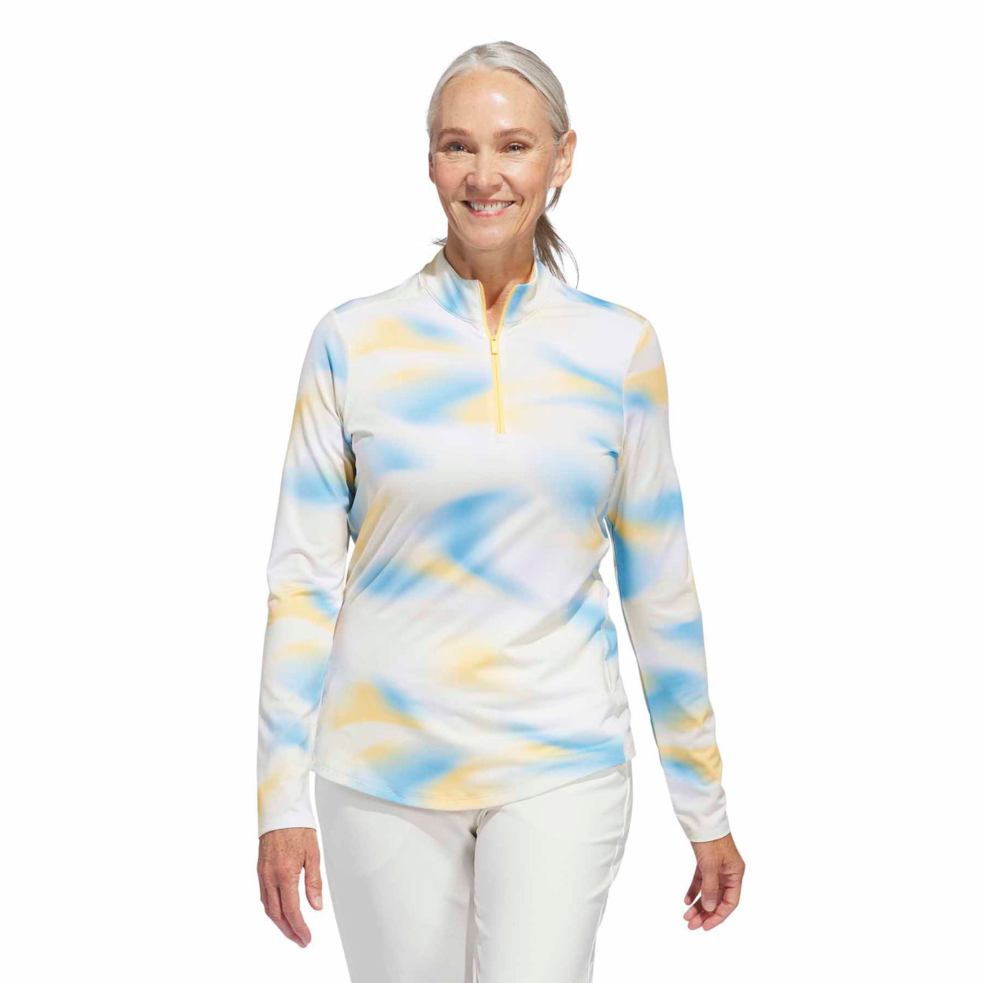 Adidas Women's Ultimate365 Printed Quarter-Zip Mock Neck Golf Polo 2024 