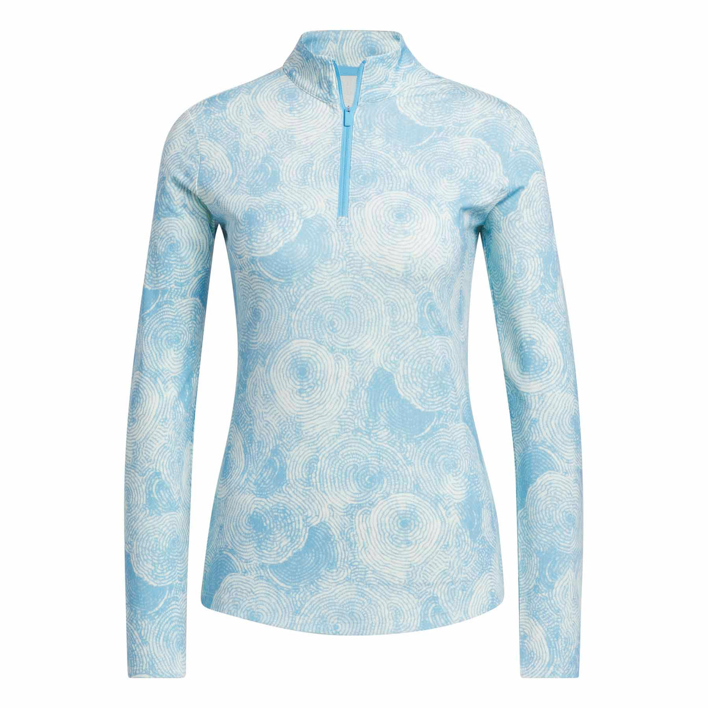 Adidas Women's Ultimate365 Printed Quarter-Zip Mock Neck Golf Polo 2024 SEMI BLUE BURST