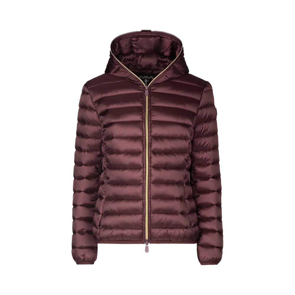 Save The Duck Women's Alexis Hooded Puffer Jacket 2024 BURGUNDY BLACK