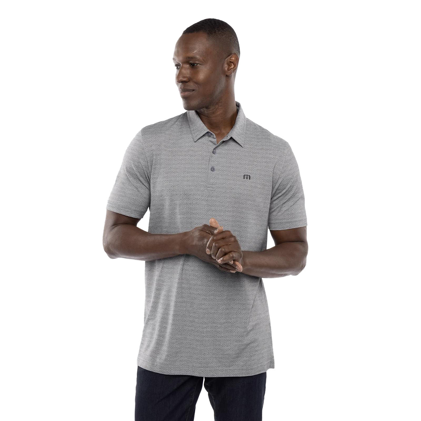 TravisMathew Men's Beach Camp Polo 2024 HEATHER MEDIUM GREY