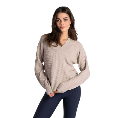 Lole Women's Camille V-Neck Sweater 2024 ABALONE HEATHER