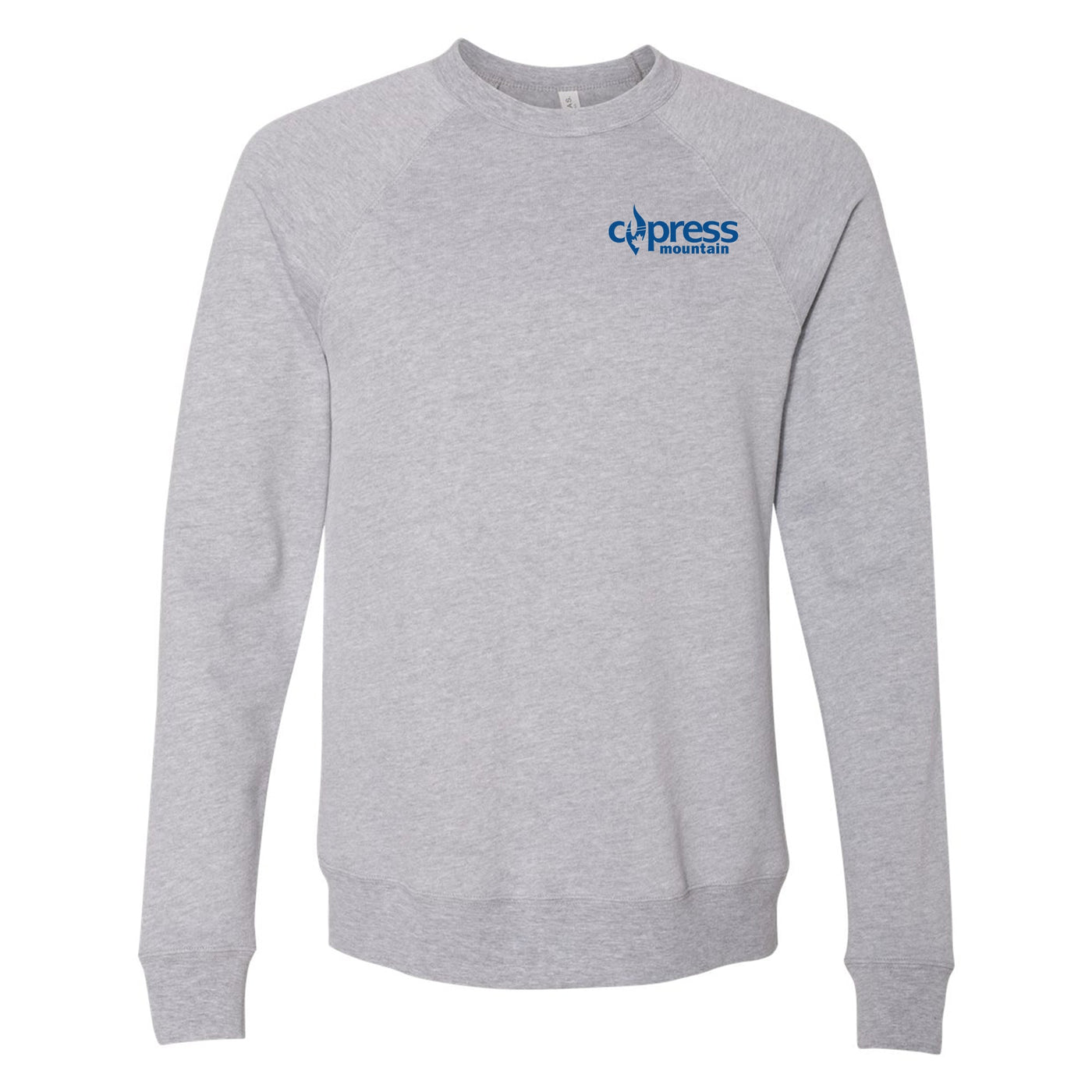 Cypress Adult Crewneck Blue Chest and Back Logo Athletic Heather 