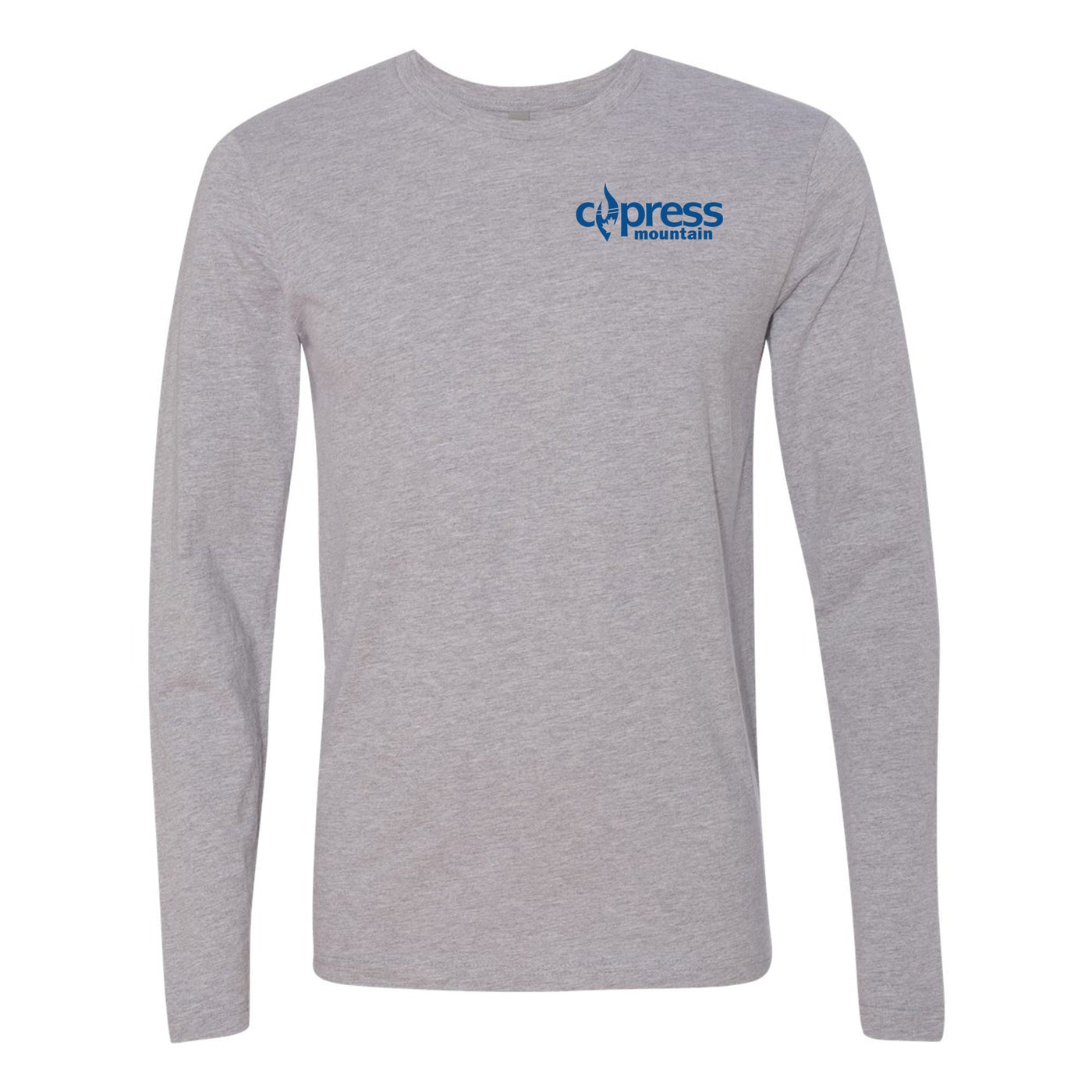 Cypress Adult Long Sleeve Blue Chest and Back Logo Heather Grey 