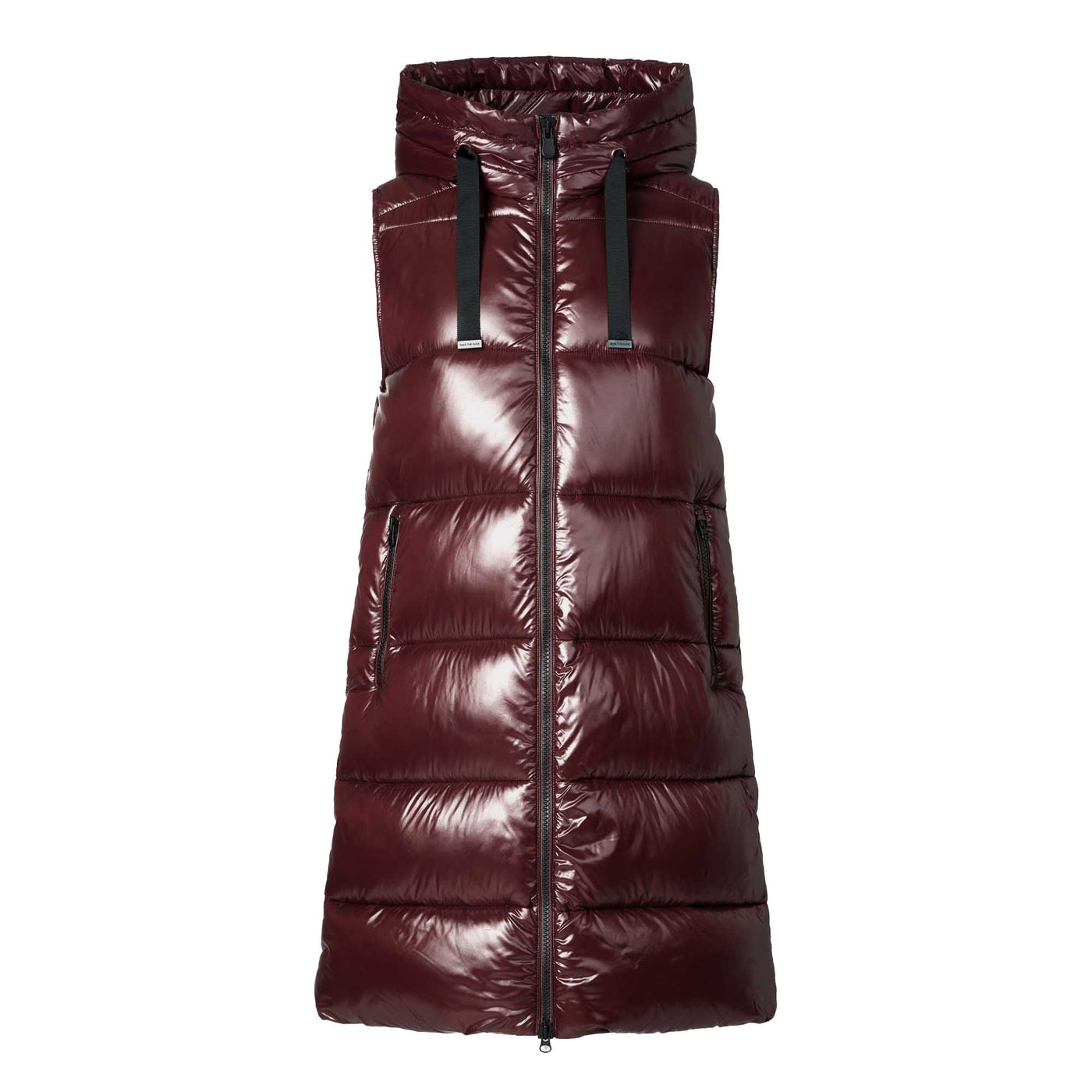 Save The Duck Women's Iria Long Hooded Puffer Vest 2024 WINE RED