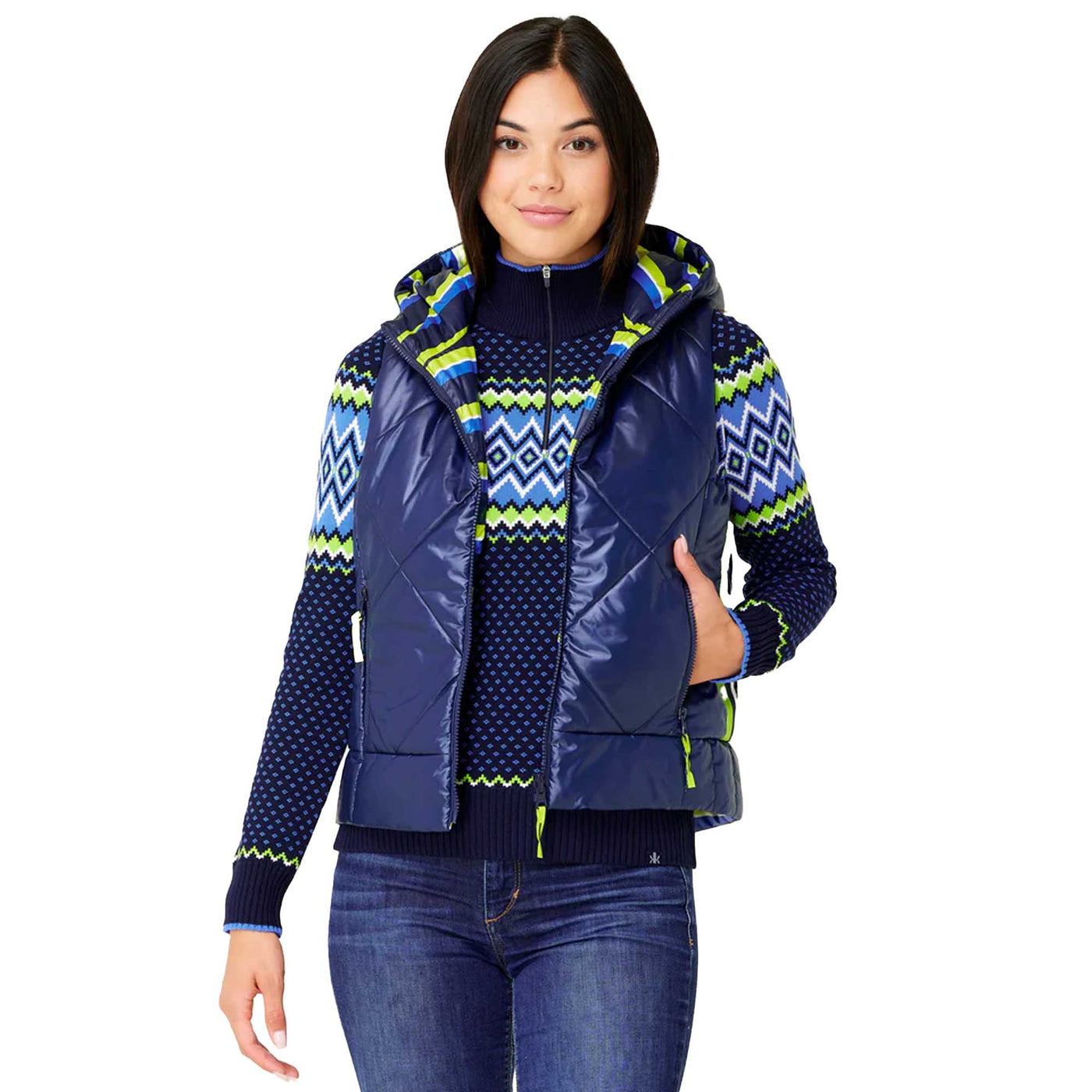 Krimson Klover Women's Vesta Hooded Reversible Vest 2024 NAVY