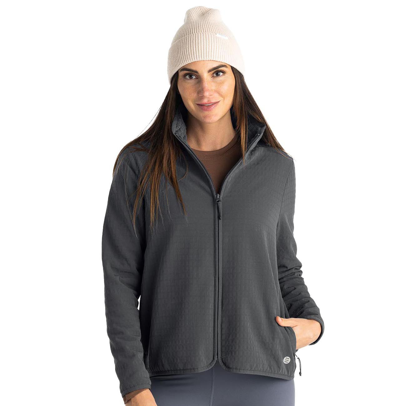 Free Fly Women's Gridback Fleece Jacket 2024 BLACK SAND