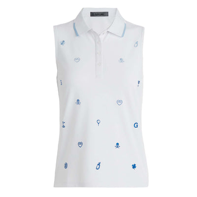 G/Fore Women's Embroidered Icon Tech Pique Sleeveless Polo 2024 SNOW