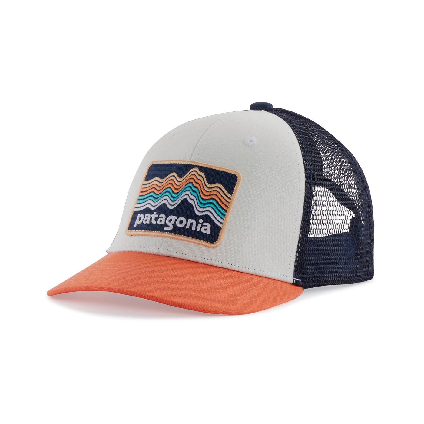 Patagonia Junior's Trucker Hat 2025 RIDGE RISE STRIPE: COHO CORAL