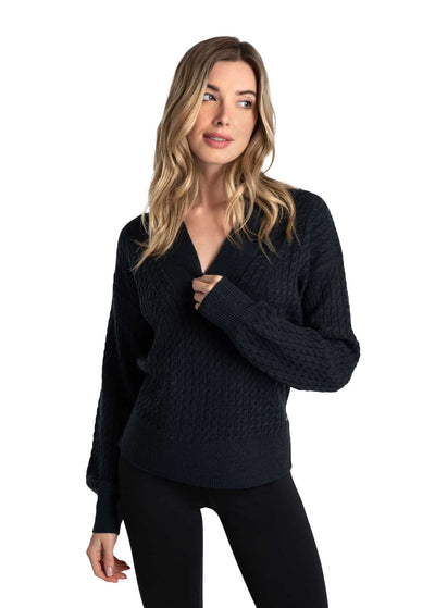 Lole Women's Camille V-Neck Sweater 2024 BLACK HEATHER