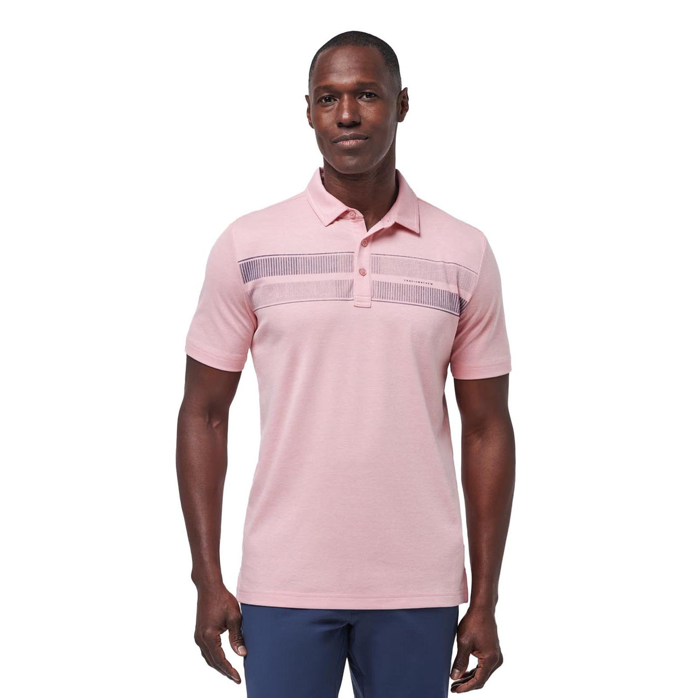 TravisMathew Men's Local Discount Polo 2024 HEATHER BLUSH