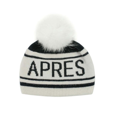 Mitchie's Matchings Women's Apres Ski Knit Hat with Fox Pom 2025 WHITE/BLACK