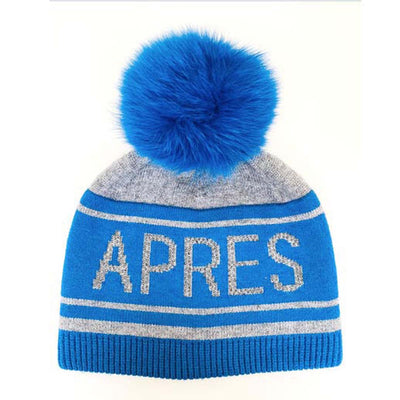 Mitchie's Matchings Women's Apres Ski Knit Hat with Fox Pom 2025 ELECTRIC BLUE