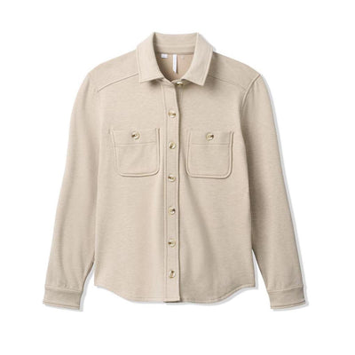 TravisMathew Women's Cloud Fleece Shacket 2025 HEATHER NATURAL