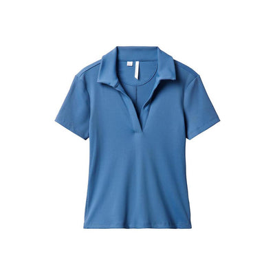 TravisMathew Women's Moveknit V-Neck Polo 2025 MOONLIGHT BLUE