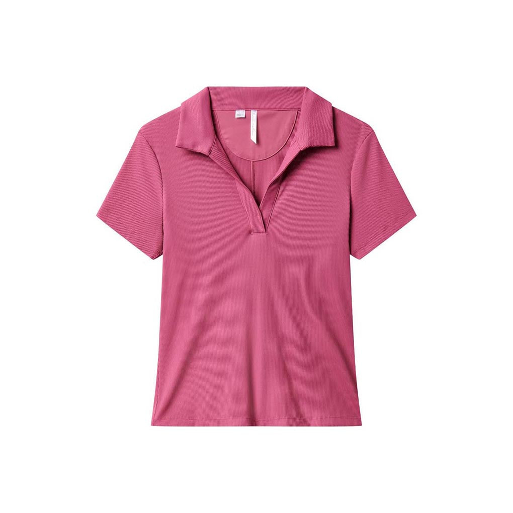 TravisMathew Women's Moveknit V-Neck Polo 2025 RED VIOLET