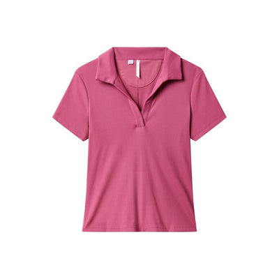 TravisMathew Women's Moveknit V-Neck Polo 2025 RED VIOLET