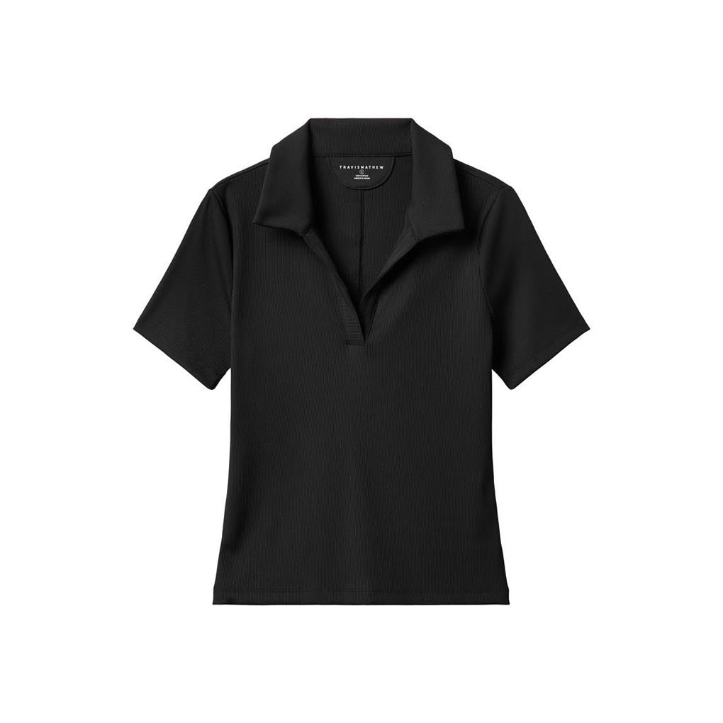 TravisMathew Women's Moveknit V-Neck Polo 2025 BLACK