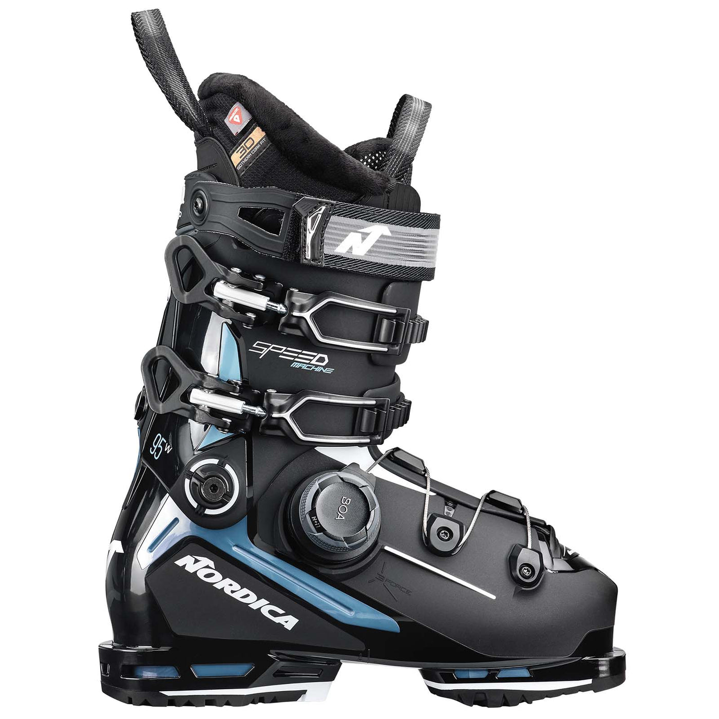 Nordica Women's Speedmachine 3 BOA 95 W Ski Boots 2026 BLACK/LIGHT BLUE/WHITE