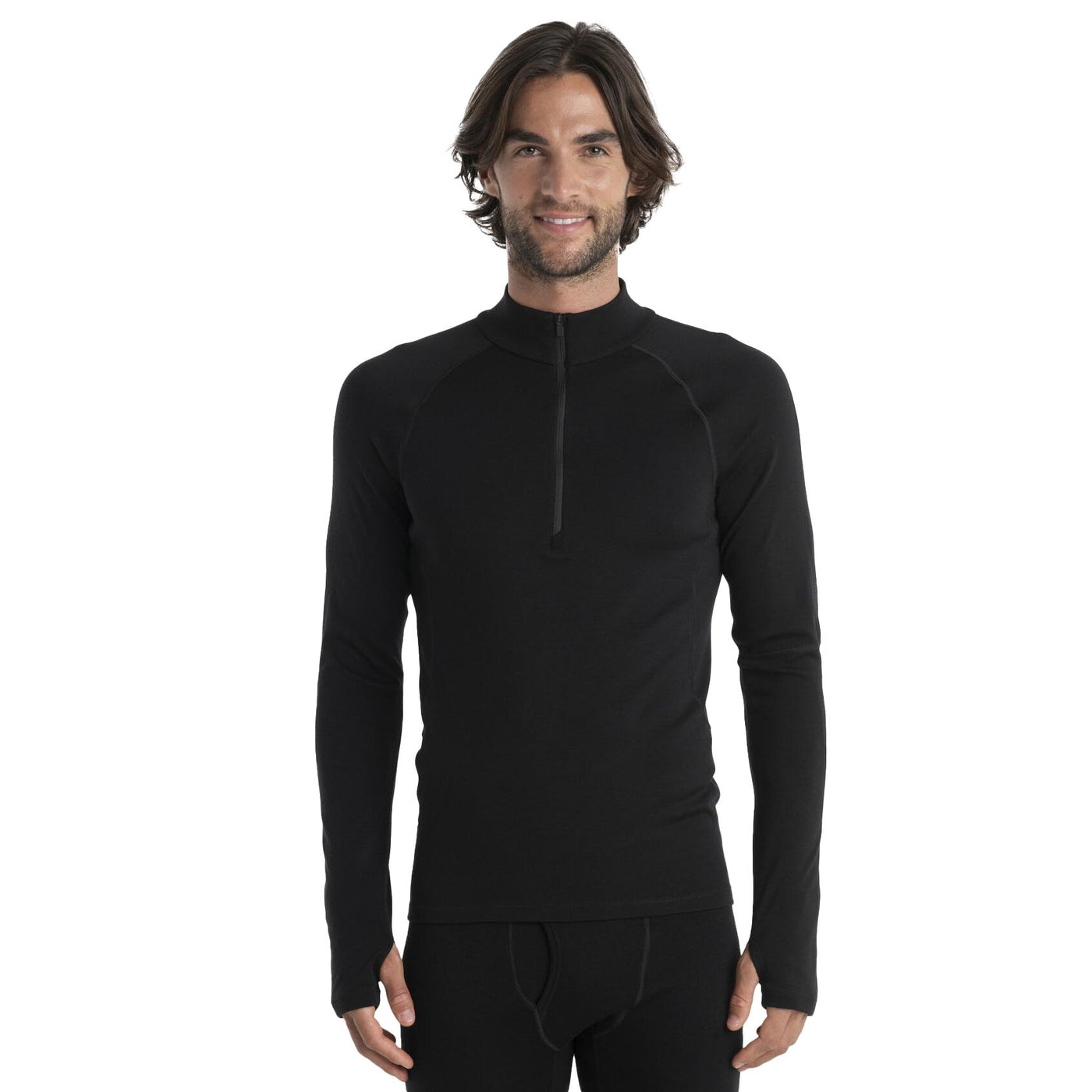 Icebreaker Men's 300 Merinofine Polar Long Sleeve Half Zip 2025 BLACK