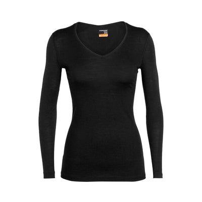 Icebreaker Women's Merino 200 Oasis Long Sleeve V-Neck 2025 BLACK