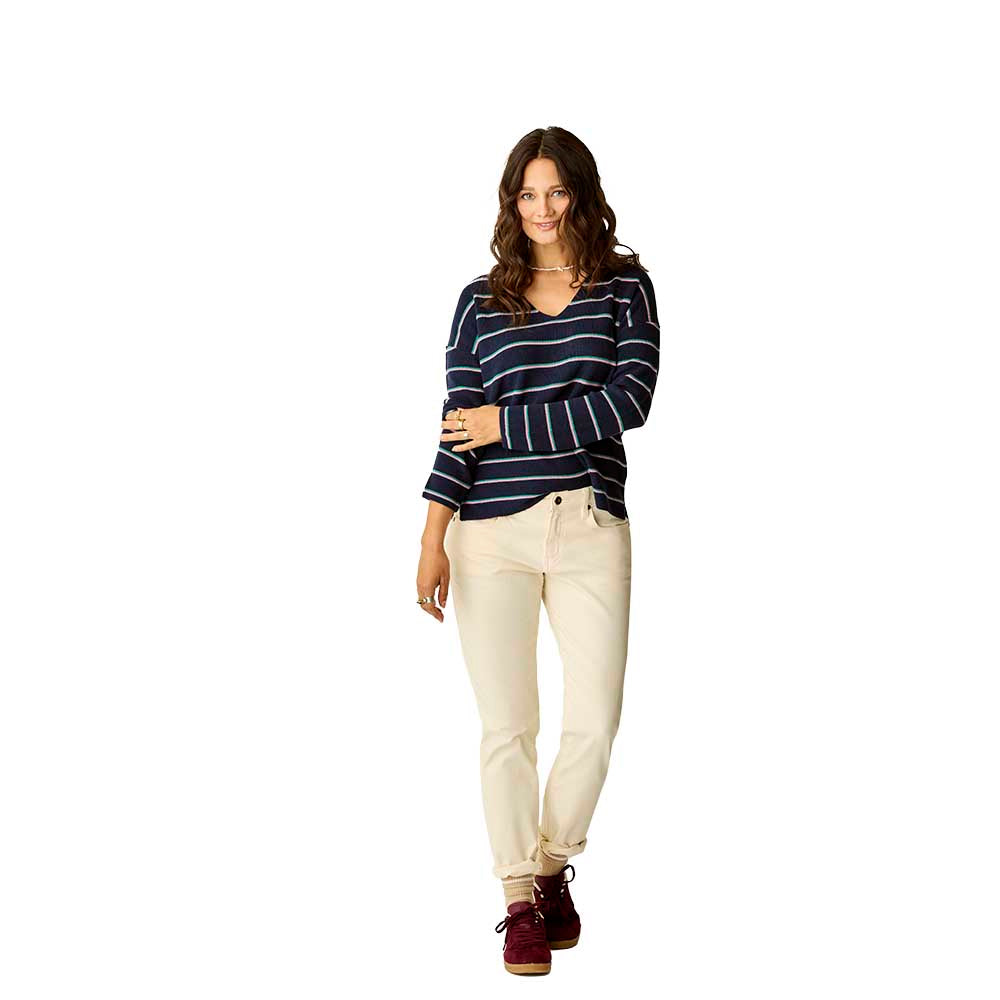 Carve Designs Women's Zella Merino Sweater 2026 NAVY STRIPE