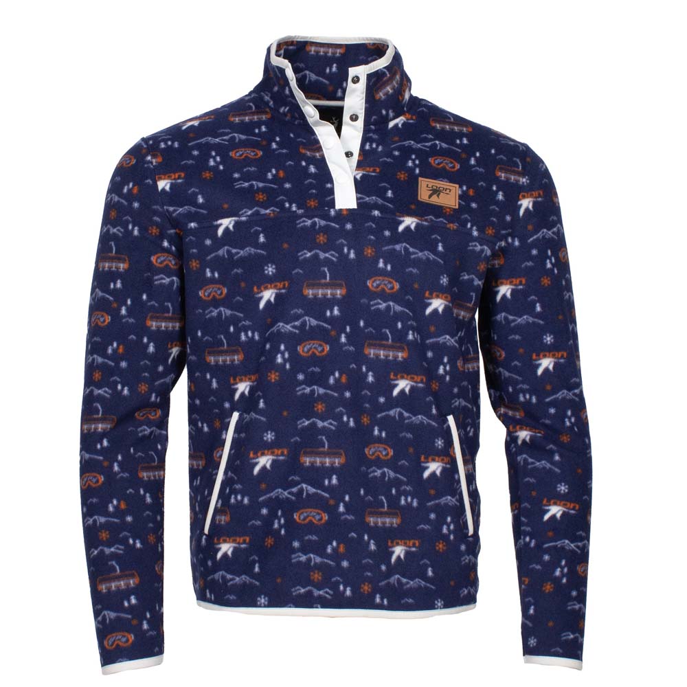 Loon Mountain Jack and Sage Arctic Fleece Quarter Button NAVY MULTI