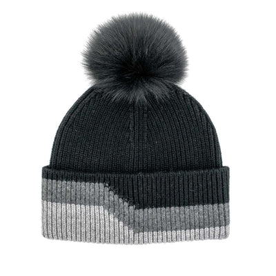Mitchie's Matchings Women's Cashmere Blend 3-Tone Beanie 2025 BLACK/GREY