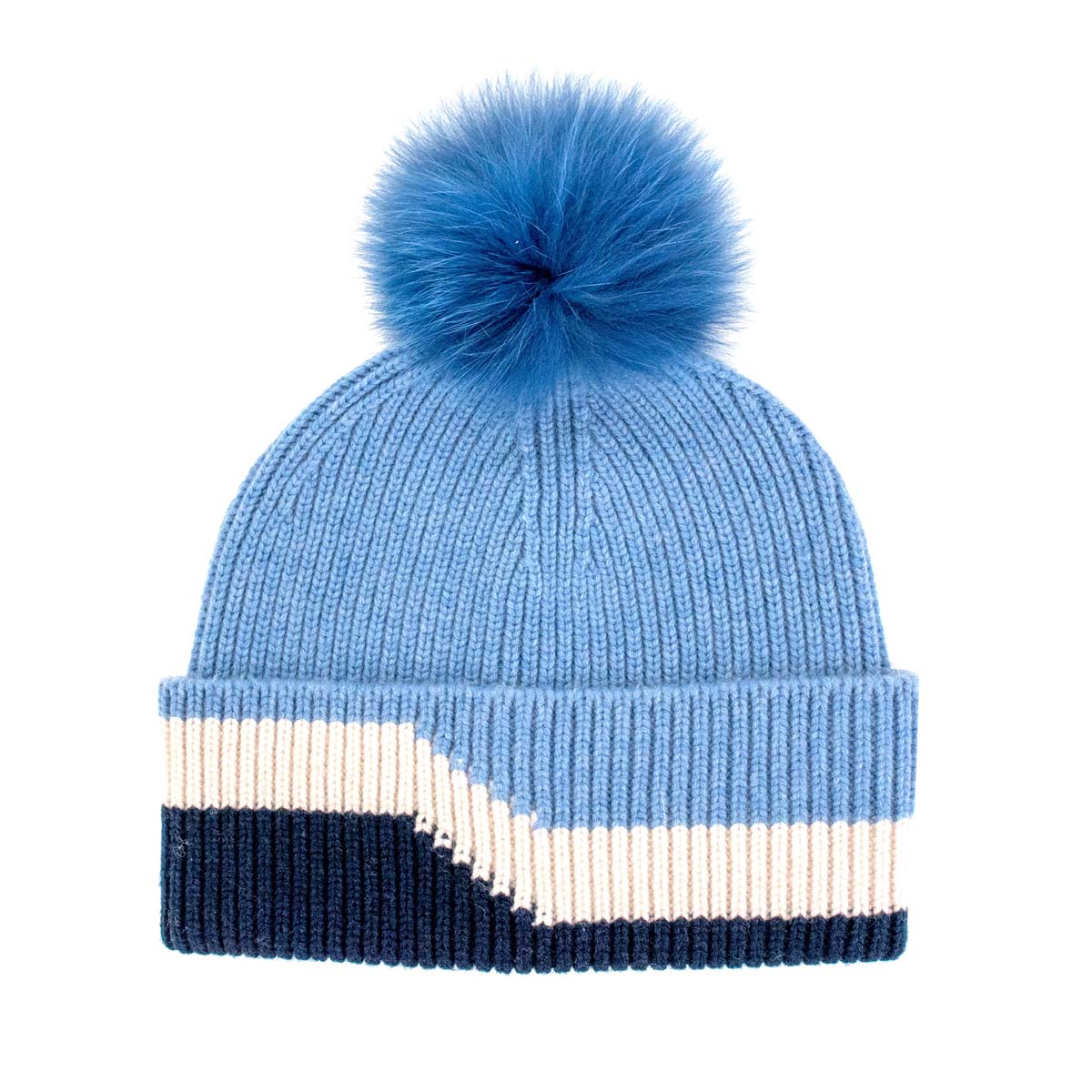 Mitchie's Matchings Women's Cashmere Blend 3-Tone Beanie 2025 Blue Mix