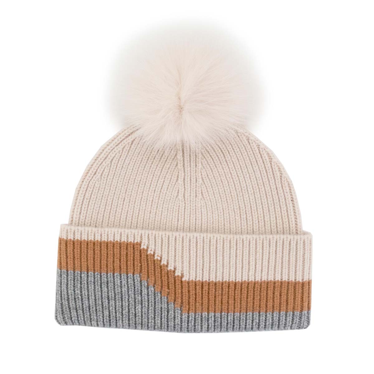 Mitchie's Matchings Women's Cashmere Blend 3-Tone Beanie 2025 Ivory Camel