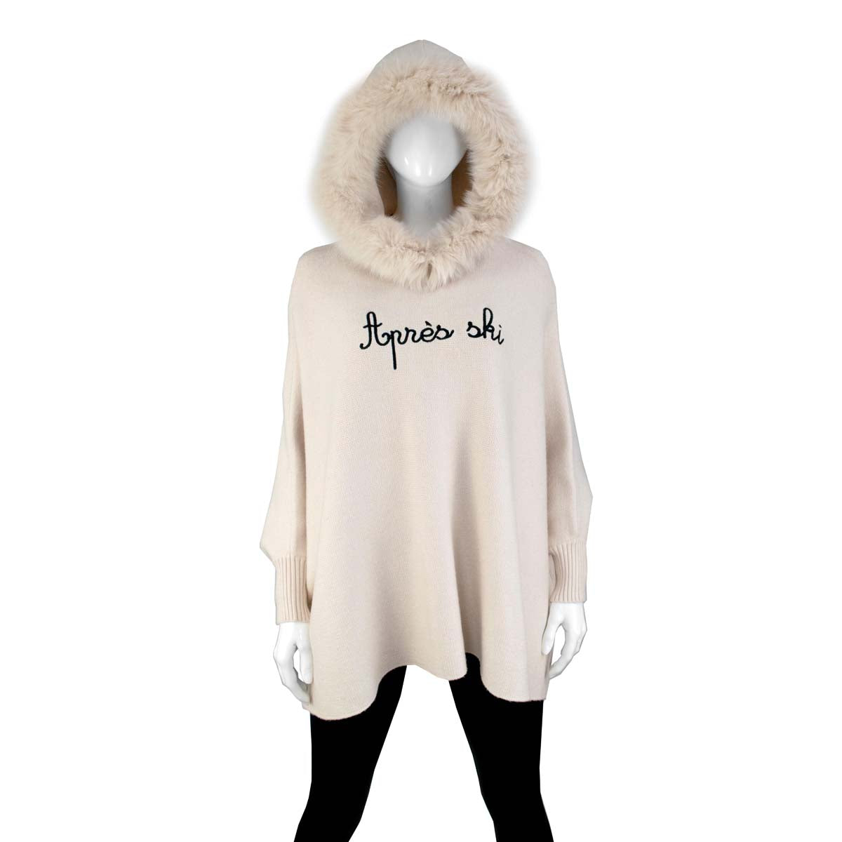 Mitchie's Matchings Women's Apres Ski Hoodie with Sleeves and Fox Trim Hood 2025 WHITE