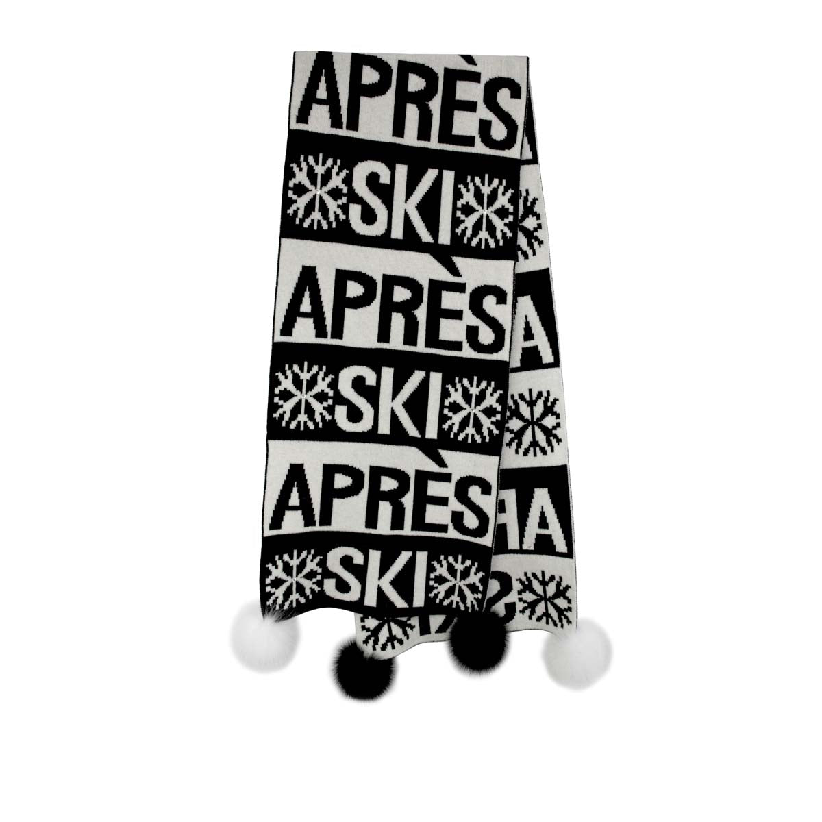 Mitchie's Matchings Women's Knitted Oversized Apres Ski Scarf 2025 BLACK-WHITE