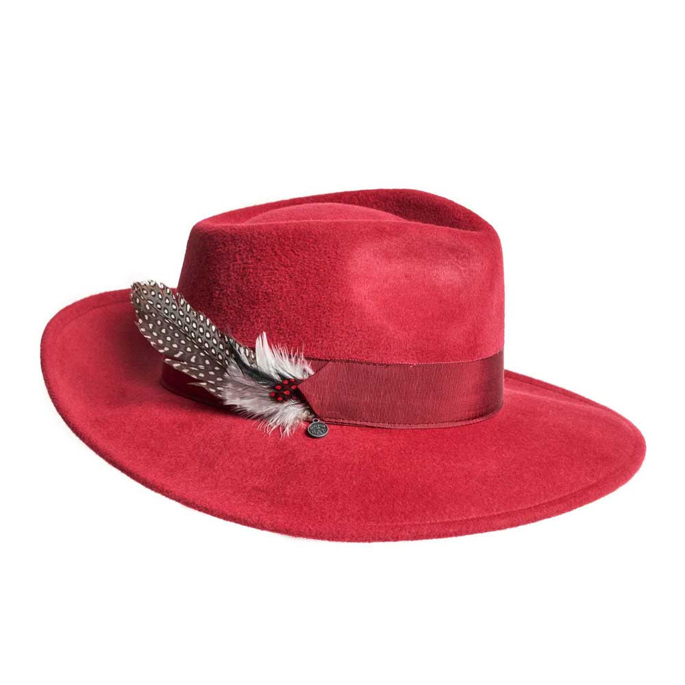 Canadian Hat Fedina Fedora with Feather 2025 5801 Raspberry